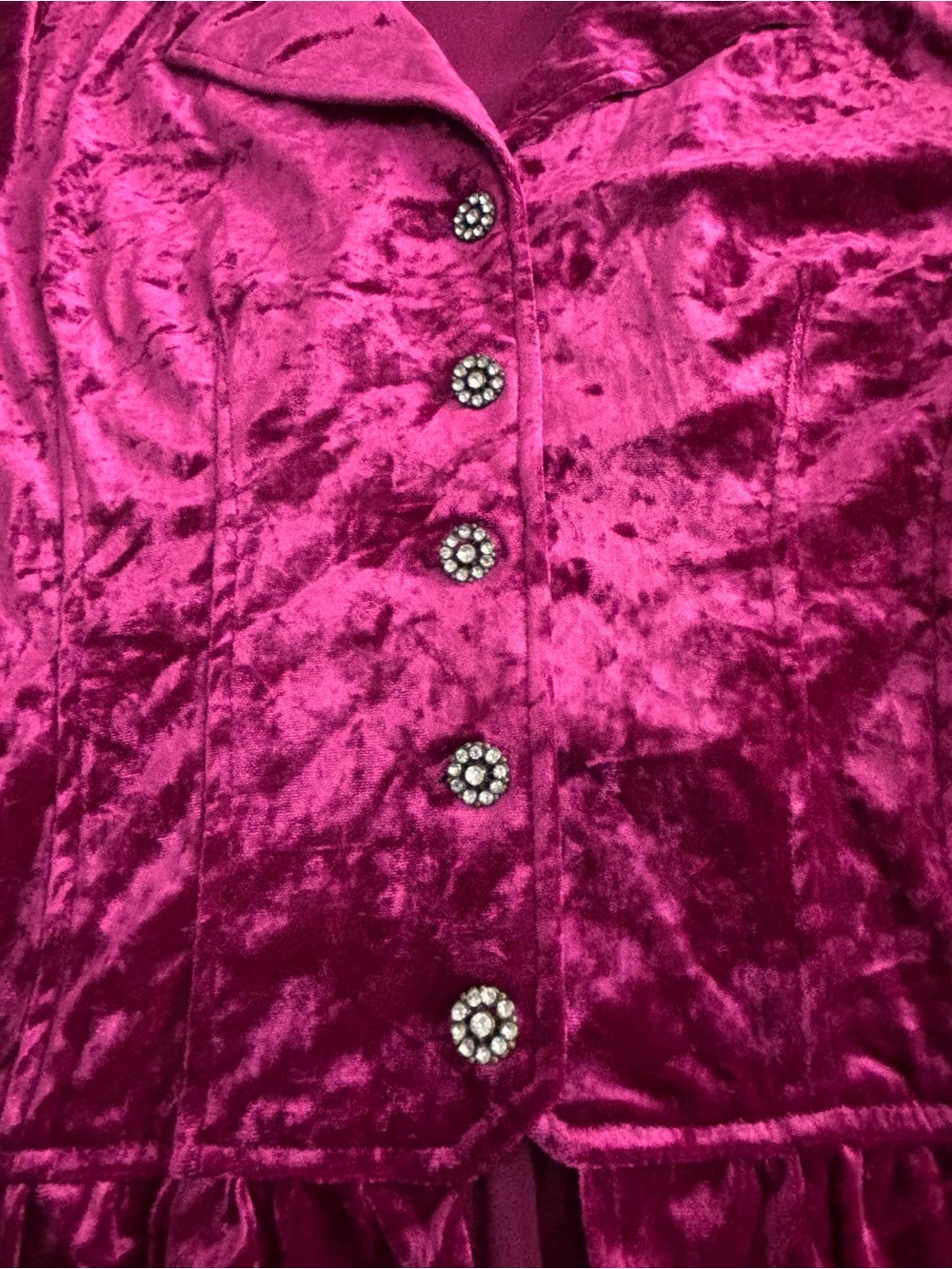 Vintage 90s Crushed Velvet Button Blouse - Picture 3 of 8